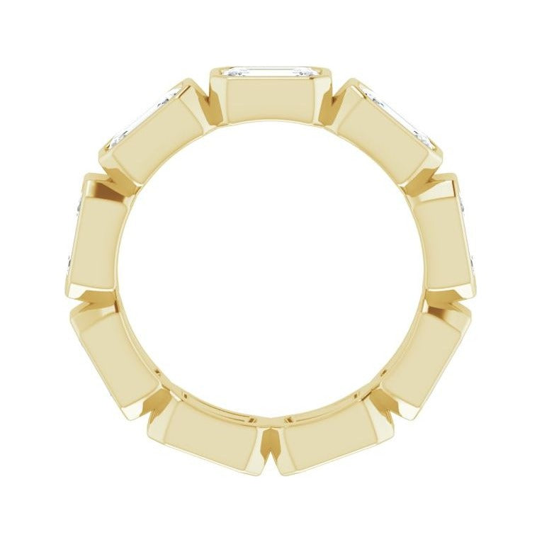 Sapphire Row Natural Diamond Emerald-Cut Station Band - 10K Yellow Gold, 4.75 (view 2)