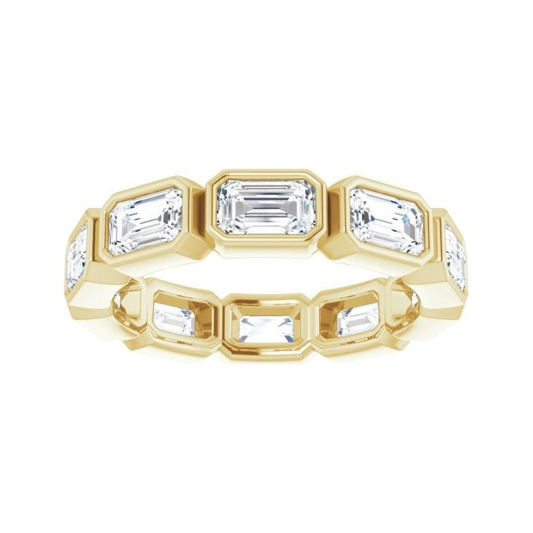 Sapphire Row Natural Diamond Emerald-Cut Station Band - 10K Yellow Gold, 6.75 (view 3)