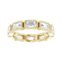 Sapphire Row Natural Diamond Emerald-Cut Station Band - 10K Yellow Gold, 7.25 (view 3)