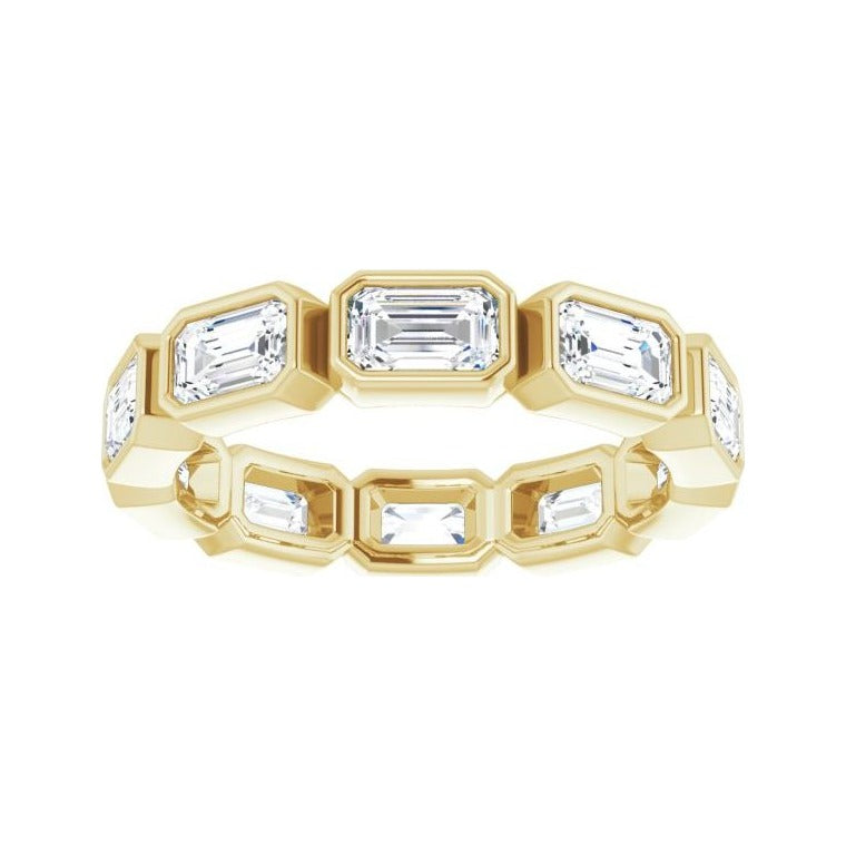 Sapphire Row Natural Diamond Emerald-Cut Station Band - 10K Yellow Gold, 7.75 (view 3)