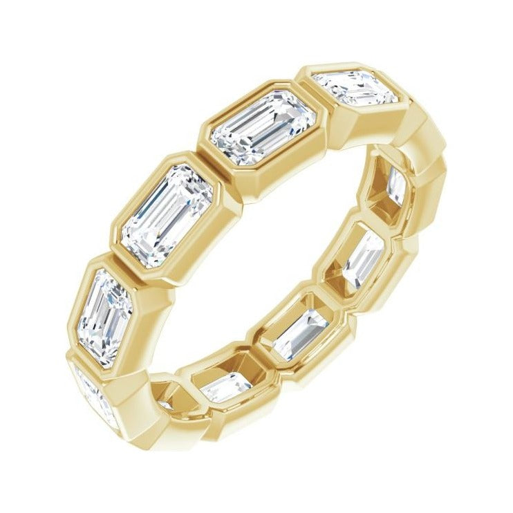 Sapphire Row Natural Diamond Emerald-Cut Station Band - 10K Yellow Gold, 8.25