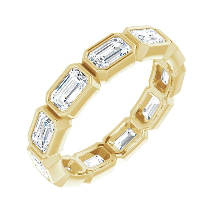 Sapphire Row Natural Diamond Emerald-Cut Station Band - 10K Yellow Gold, 8.75