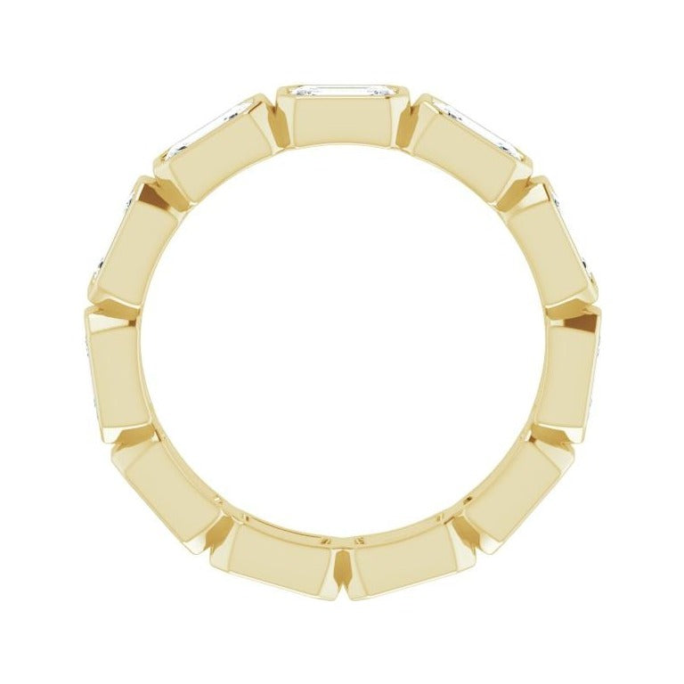 Sapphire Row Natural Diamond Emerald-Cut Station Band - 10K Yellow Gold, 8.75 (view 2)