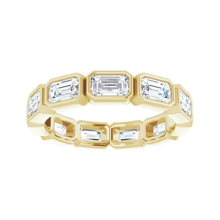 Sapphire Row Natural Diamond Emerald-Cut Station Band - 10K Yellow Gold, 8.75 (view 3)