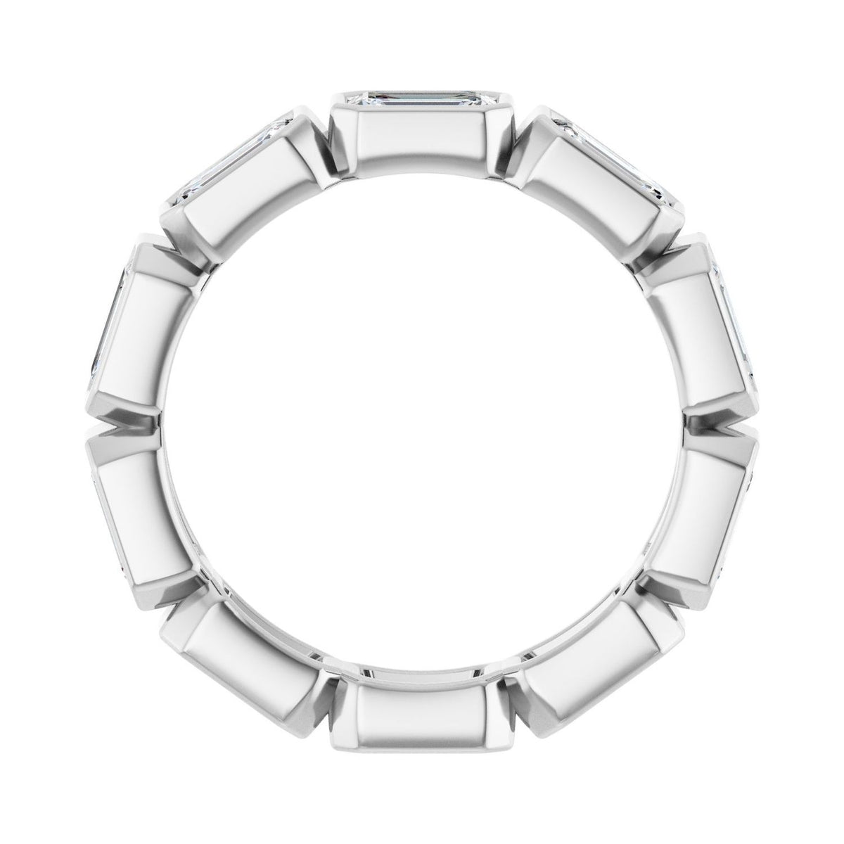 Sapphire Row Natural Diamond Emerald-Cut Station Band - 10K White Gold, 7 (view 2)