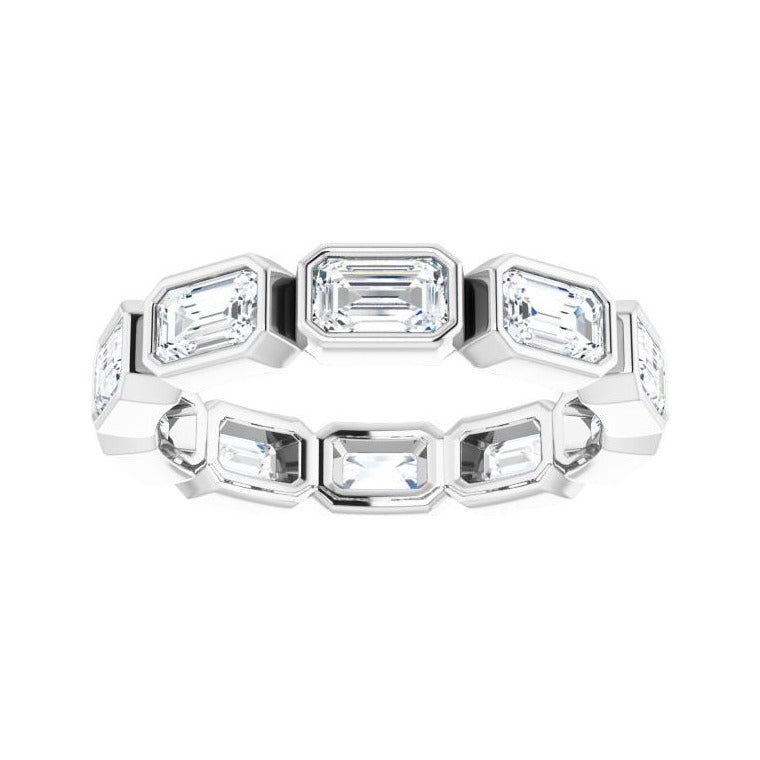 Sapphire Row Natural Diamond Emerald-Cut Station Band - 10K White Gold, 8 (view 3)