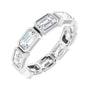 Sapphire Row Natural Diamond Emerald-Cut Station Band - 14K White Gold, 6