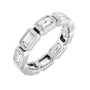 Sapphire Row Natural Diamond Emerald-Cut Station Band - 14K White Gold, 7