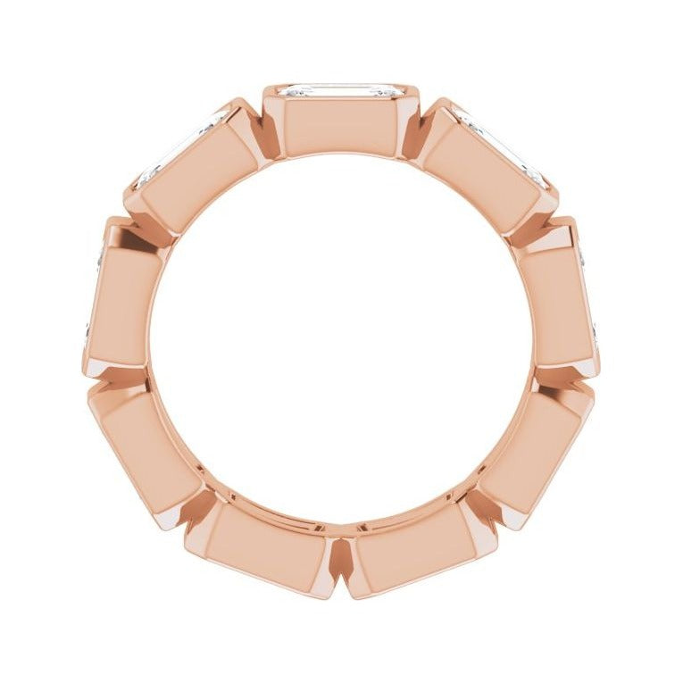 Sapphire Row Natural Diamond Emerald-Cut Station Band - 10K Rose Gold, 4.25 (view 2)