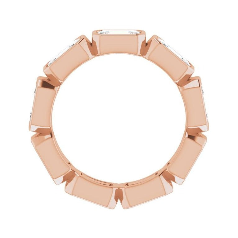 Sapphire Row Natural Diamond Emerald-Cut Station Band - 10K Rose Gold, 4.75 (view 2)
