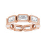 Sapphire Row Natural Diamond Emerald-Cut Station Band - 10K Rose Gold, 4.75 (view 3)