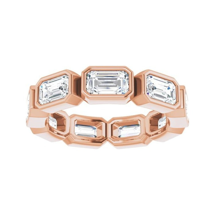 Sapphire Row Natural Diamond Emerald-Cut Station Band - 10K Rose Gold, 5.25 (view 3)