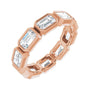 Sapphire Row Natural Diamond Emerald-Cut Station Band - 10K Rose Gold, 6.75