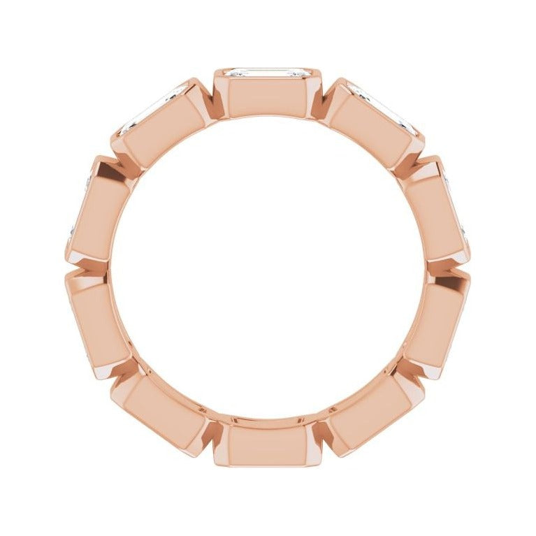 Sapphire Row Natural Diamond Emerald-Cut Station Band - 10K Rose Gold, 7.75 (view 2)