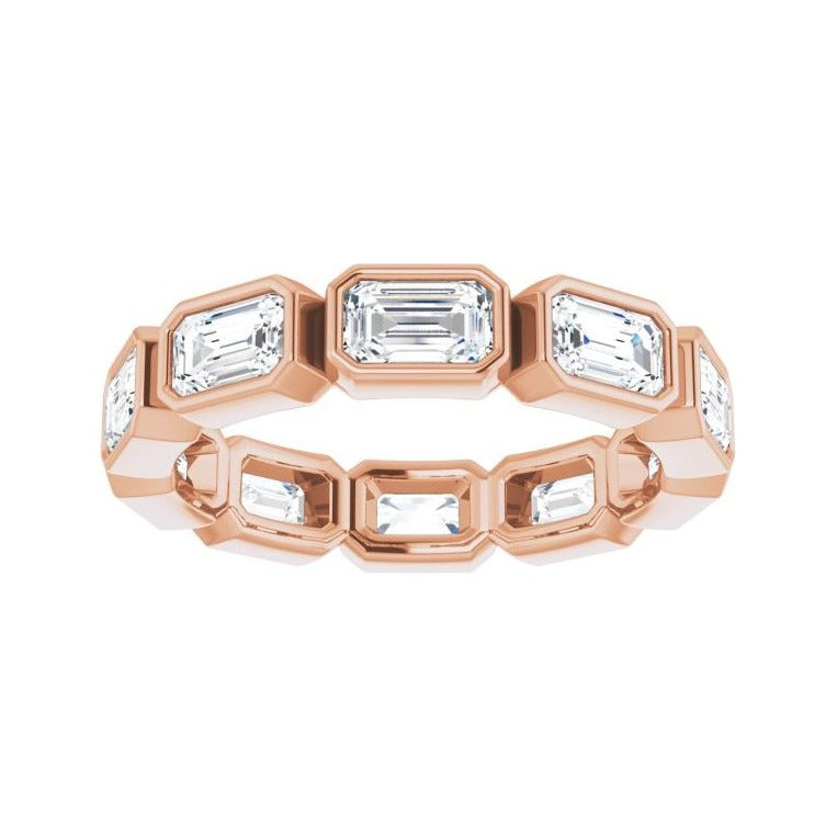 Sapphire Row Natural Diamond Emerald-Cut Station Band - 10K Rose Gold, 7.75 (view 3)