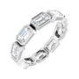 Sapphire Row Natural Diamond Emerald-Cut Station Band - 10K White Gold, 7.5