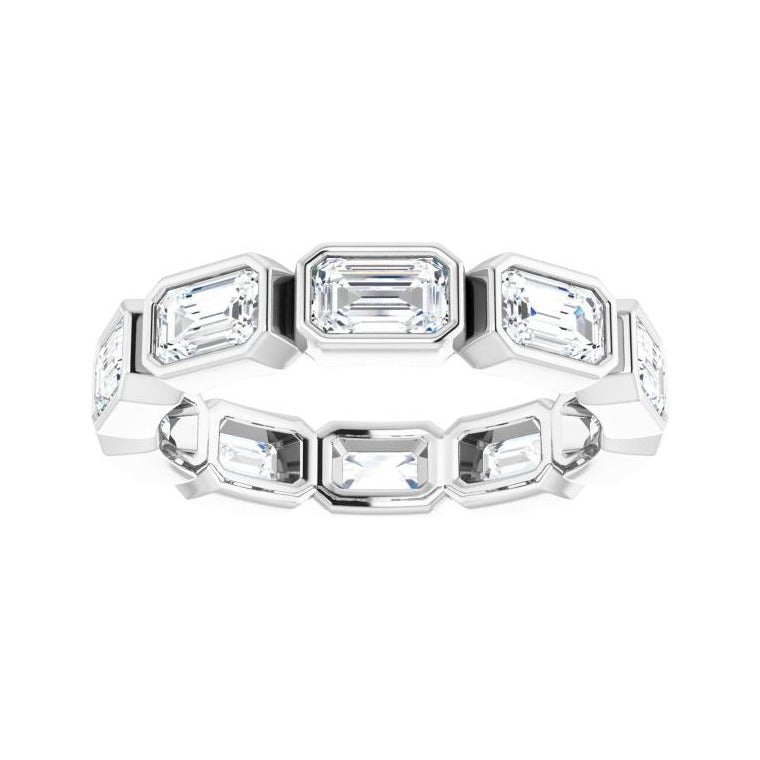 Sapphire Row Natural Diamond Emerald-Cut Station Band - 10K White Gold, 7.5 (view 3)