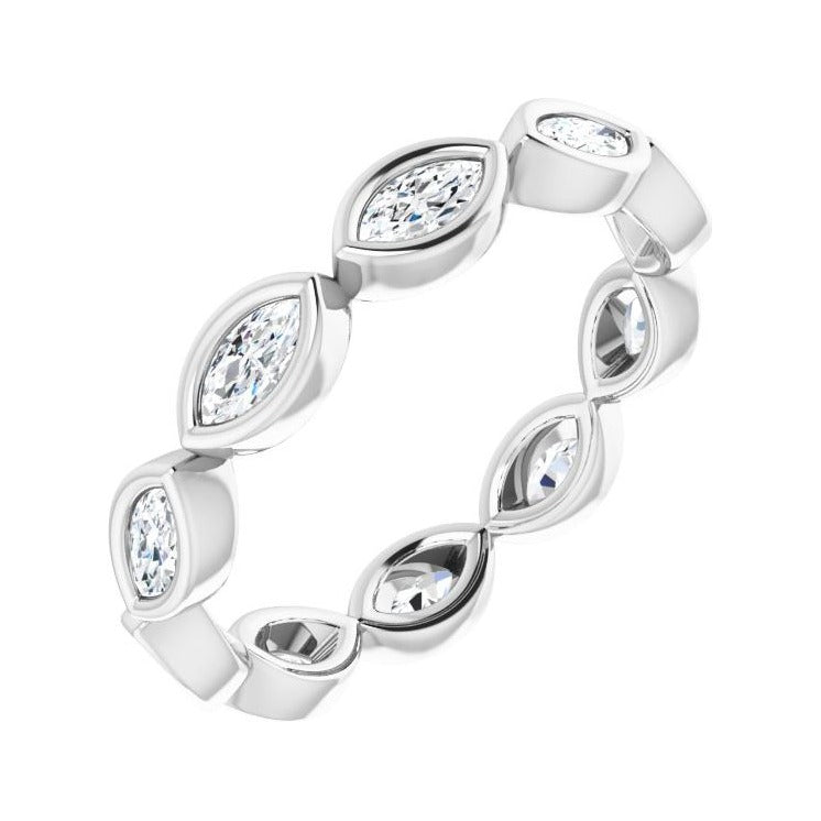 Sapphire Row Natural Diamond Marquise Station Band - Platinum, 4 × 2 mm, 5