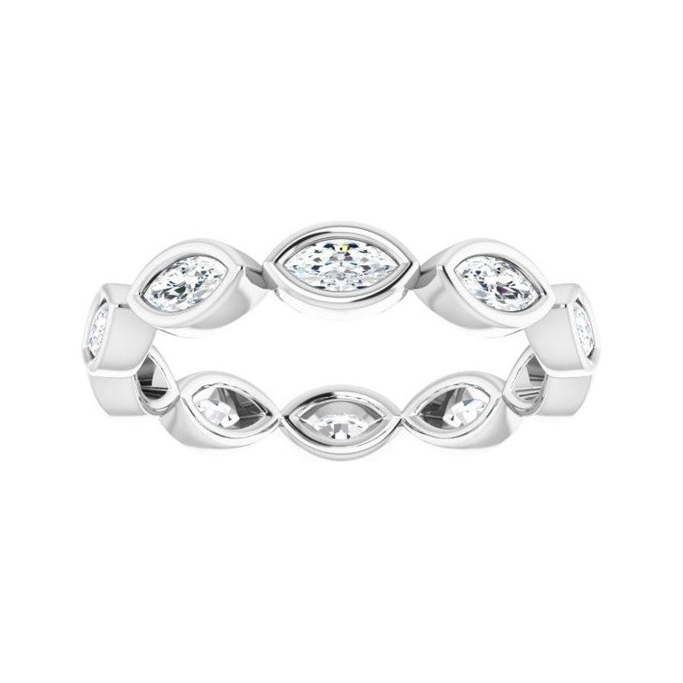 Sapphire Row Natural Diamond Marquise Station Band - Platinum, 4 × 2 mm, 5 (view 3)