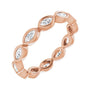 Sapphire Row Natural Diamond Marquise Station Band - 14K Rose Gold, 3.5 × 1.75 mm, 7