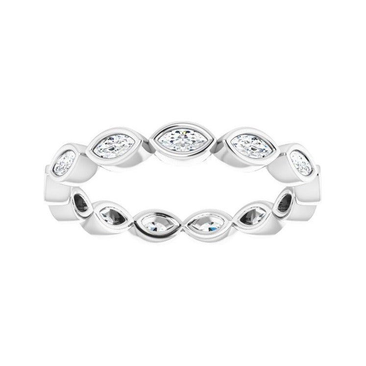 Sapphire Row Natural Diamond Marquise Station Band - Platinum, 3 × 1.5 mm, 7 (view 3)