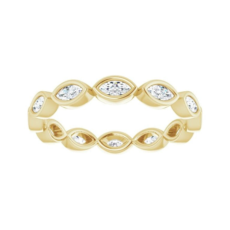 Sapphire Row Natural Diamond Marquise Station Band - 14K Yellow Gold, 3.5 × 1.75 mm, 6 (view 3)