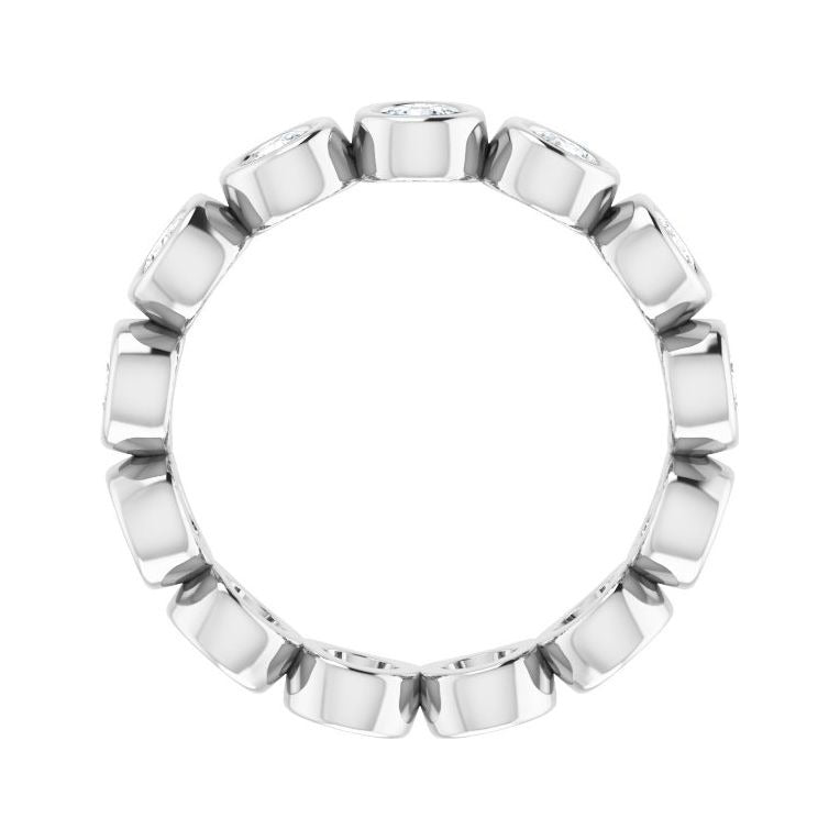 Sapphire Row Natural Diamond Marquise Station Band - 14K White Gold, 3 × 1.5 mm, 5 (view 2)