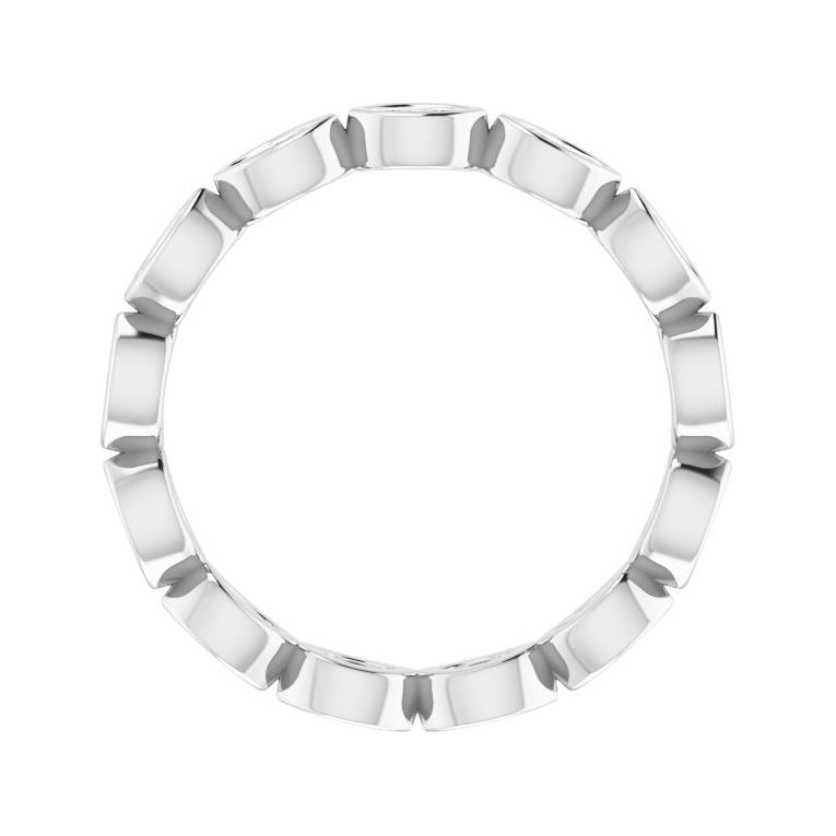 Sapphire Row Natural Diamond Marquise Station Band - 14K White Gold, 3 × 1.5 mm, 7 (view 2)