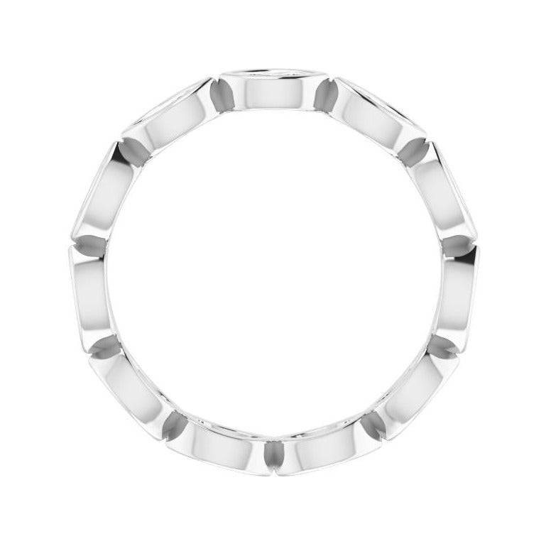 Sapphire Row Natural Diamond Marquise Station Band - 14K White Gold, 4 × 2 mm, 6 (view 2)