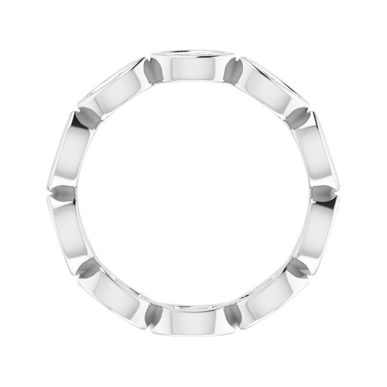 Sapphire Row Natural Diamond Marquise Station Band - 14K White Gold, 4 × 2 mm, 7 (view 2)