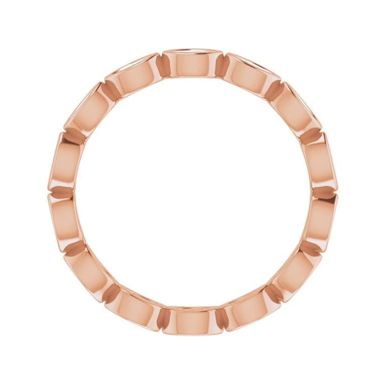 Sapphire Row Natural Diamond Marquise Station Band - 14K Rose Gold, 3 × 1.5 mm, 5 (view 2)