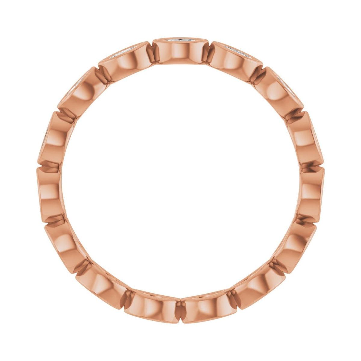 Sapphire Row Natural Diamond Marquise Station Band - 14K Rose Gold, 3 × 1.5 mm, 7 (view 2)