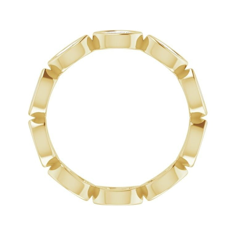 Sapphire Row Natural Diamond Marquise Station Band - 14K Yellow Gold, 4 × 2 mm, 5 (view 2)
