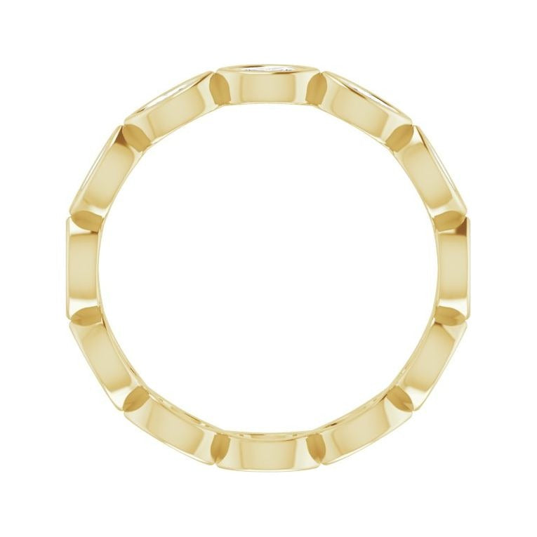 Sapphire Row Natural Diamond Marquise Station Band - 14K Yellow Gold, 4 × 2 mm, 7 (view 2)