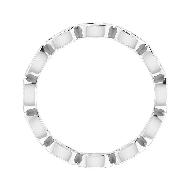 Sapphire Row Natural Diamond Marquise Station Band - 14K White Gold, 3.5 × 1.75 mm, 5 (view 2)