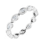 Sapphire Row Natural Diamond Marquise Station Band - 14K White Gold, 3.5 × 1.75 mm, 6