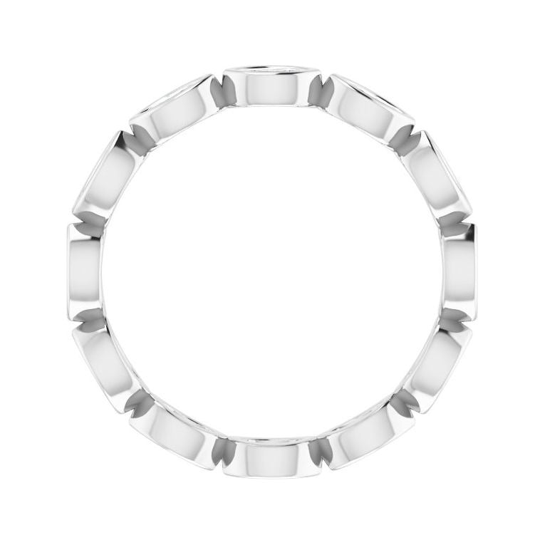 Sapphire Row Natural Diamond Marquise Station Band - 14K White Gold, 3.5 × 1.75 mm, 6 (view 2)