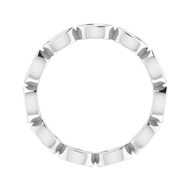 Sapphire Row Natural Diamond Marquise Station Band - 14K White Gold, 3.5 × 1.75 mm, 7 (view 2)