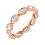 Sapphire Row Natural Diamond Marquise Station Band - 14K Rose Gold, 4 × 2 mm, 6