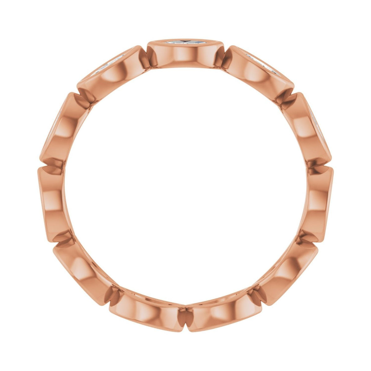 Sapphire Row Natural Diamond Marquise Station Band - 14K Rose Gold, 4 × 2 mm, 7 (view 2)