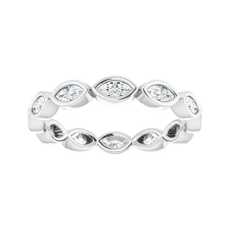 Sapphire Row Natural Diamond Marquise Station Band - Platinum, 3.5 × 1.75 mm, 5 (view 3)