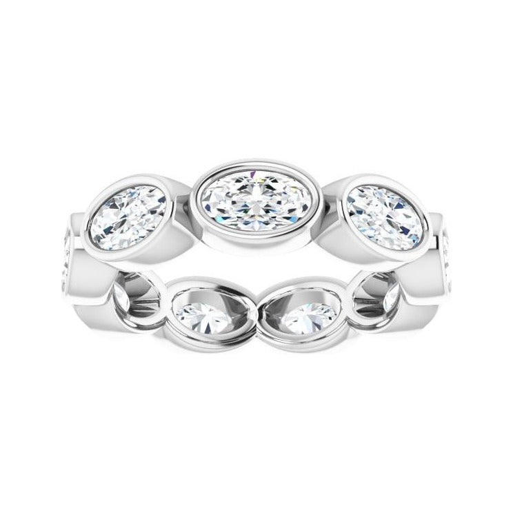Sapphire Row Natural Diamond Oval Station Band - 10K White Gold, 4 (view 3)