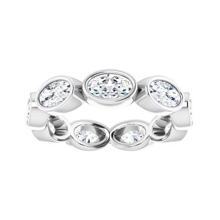 Sapphire Row Natural Diamond Oval Station Band - 10K White Gold, 5 (view 3)