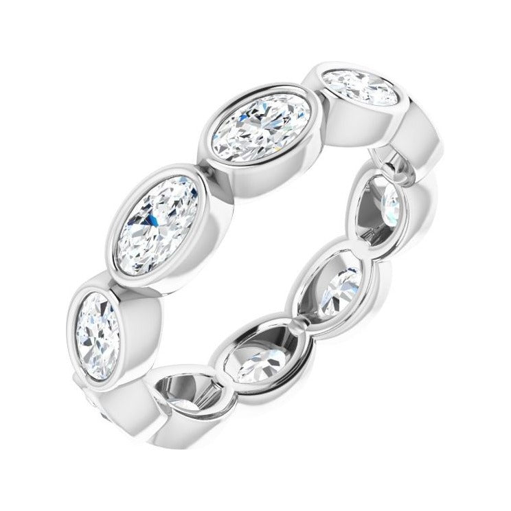 Sapphire Row Natural Diamond Oval Station Band - 10K White Gold, 6