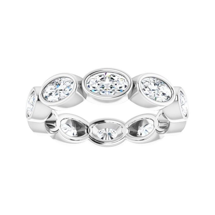 Sapphire Row Natural Diamond Oval Station Band - 10K White Gold, 6 (view 3)