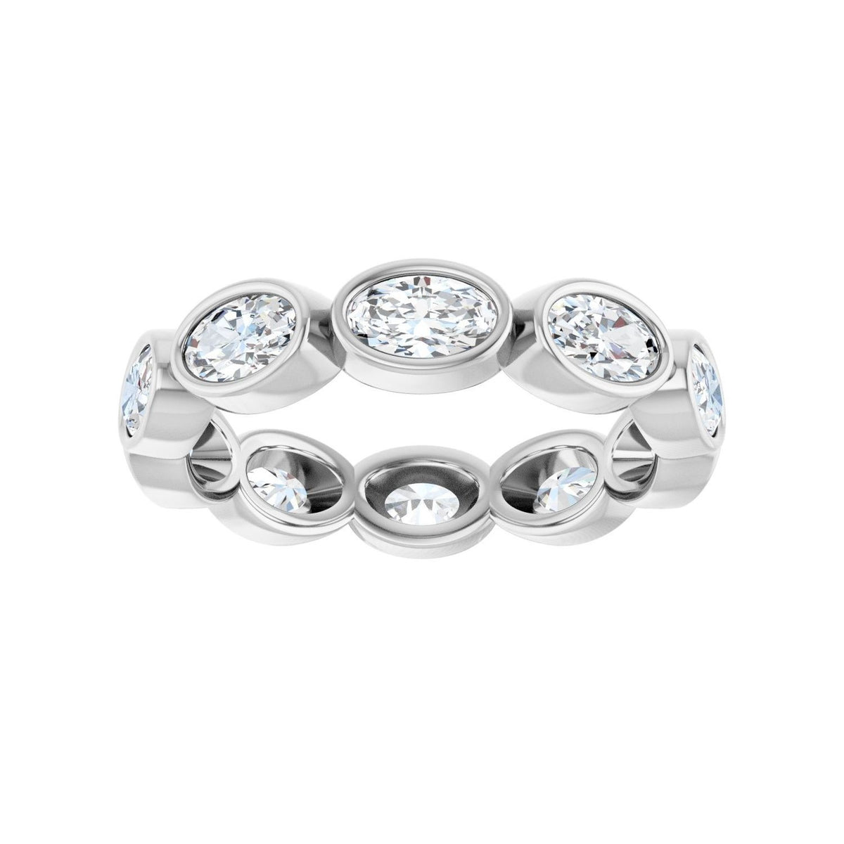 Sapphire Row Natural Diamond Oval Station Band - 10K White Gold, 7 (view 3)