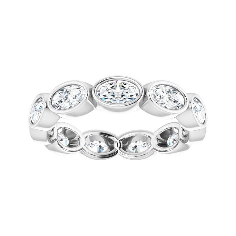 Sapphire Row Natural Diamond Oval Station Band - 10K White Gold, 8 (view 3)
