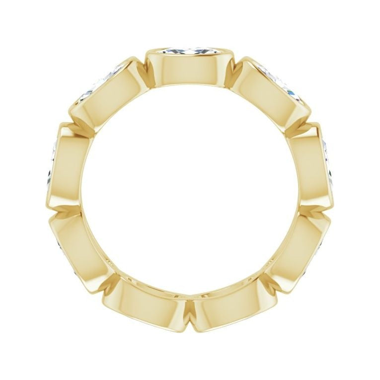 Sapphire Row Natural Diamond Oval Station Band - 10K Yellow Gold, 4.25 (view 2)