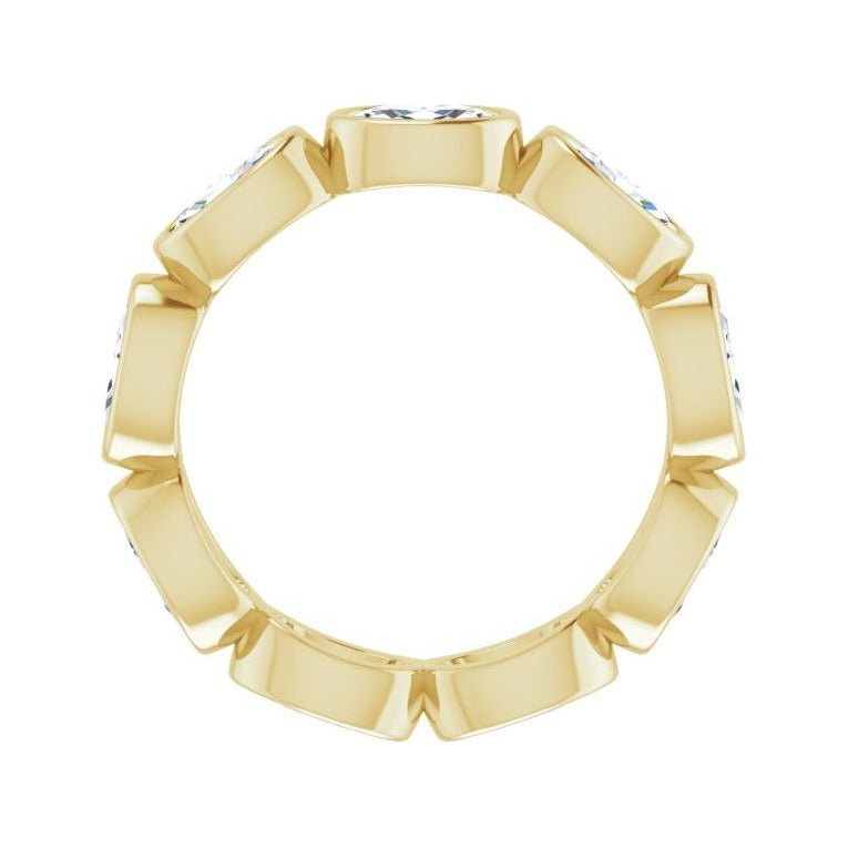 Sapphire Row Natural Diamond Oval Station Band - 10K Yellow Gold, 4.75 (view 2)