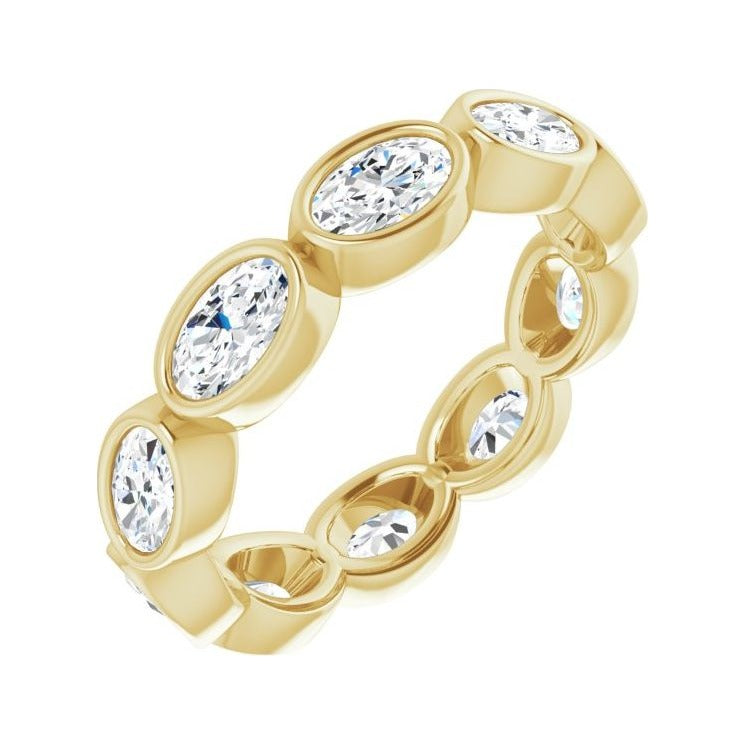 Sapphire Row Natural Diamond Oval Station Band - 10K Yellow Gold, 6.25